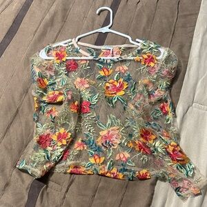 Kimchi Blue Multicolor Floral Sheer Blouse